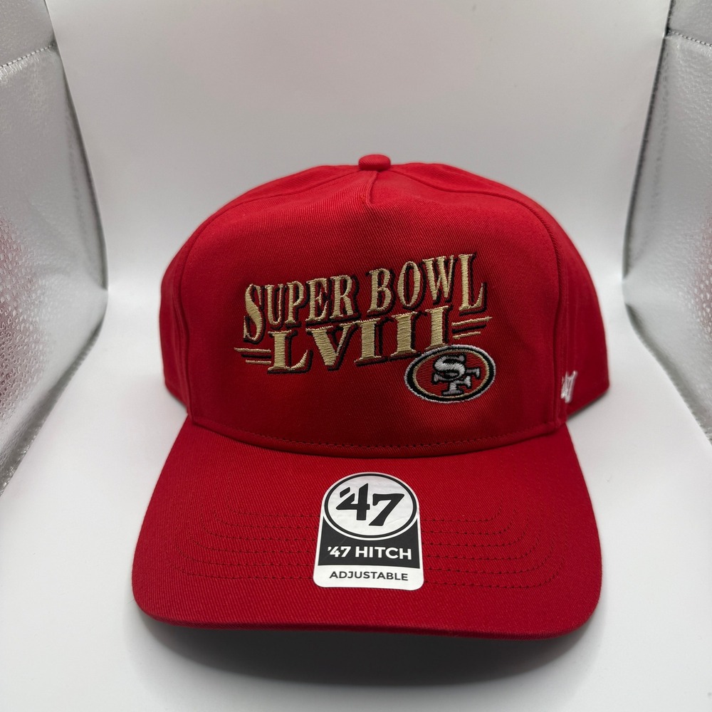 San Francisco 49ers Super Bowl LVIII 47‎ Brand Hitch Adjustable Snapback Hat Red